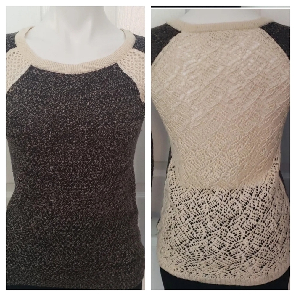 Pink Rose Brown and Cream Sweater